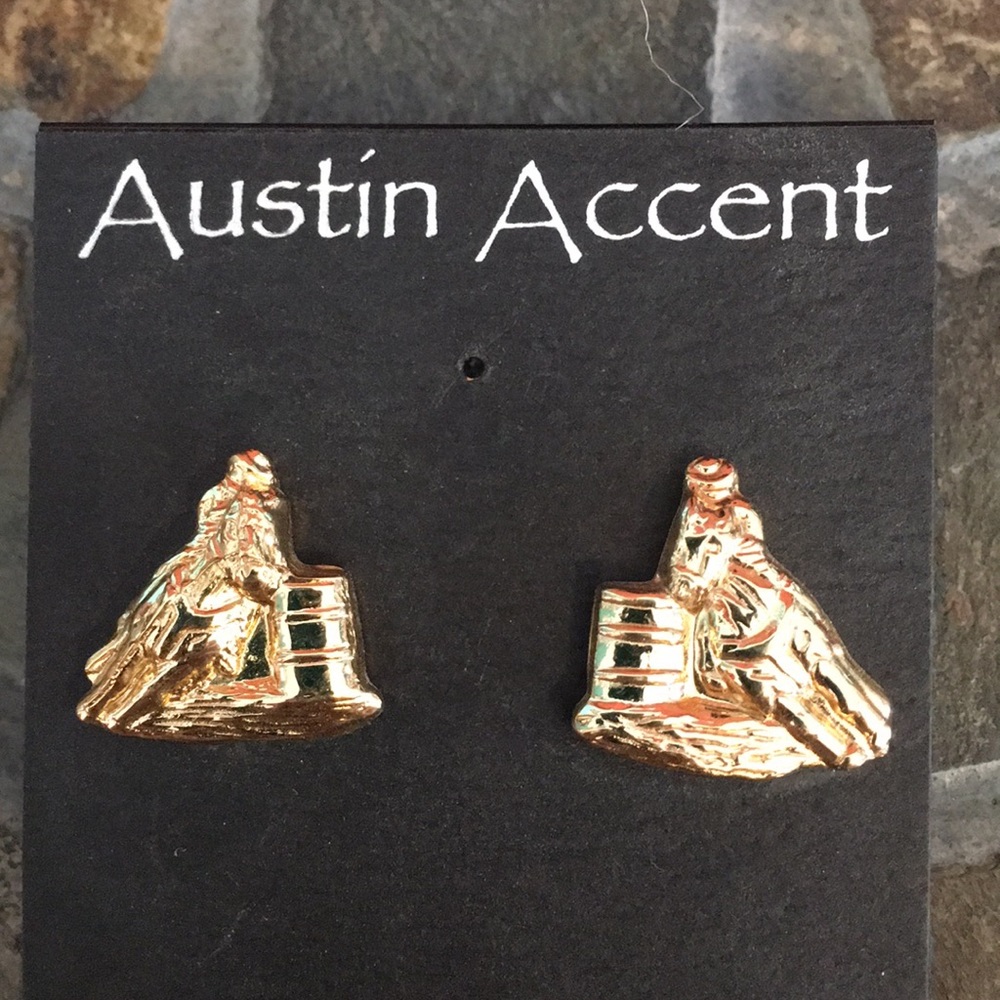 BNWT Gold Barrel Racer Stud Earrings